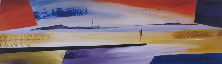 giclée - romantic beachscape - 40x120cm - stretched linnen on wooden bars